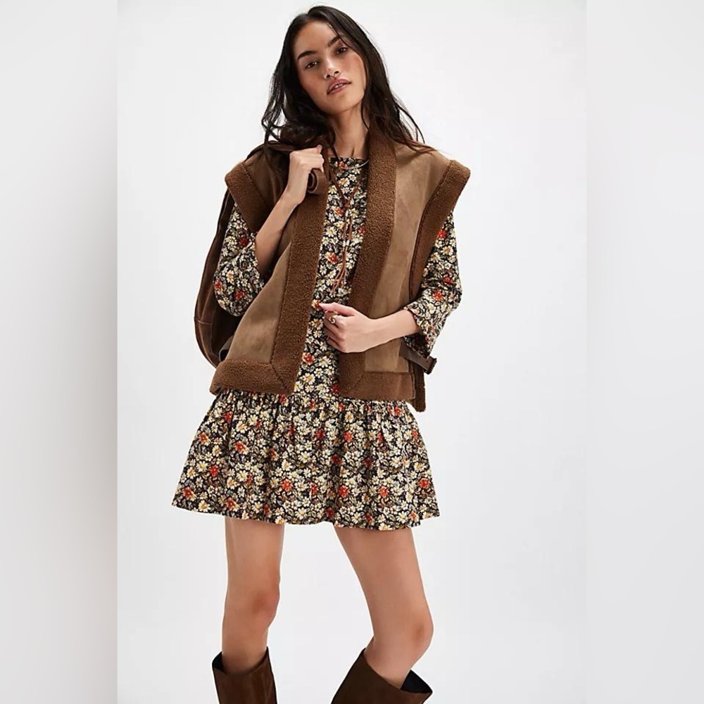 Free People Avenue Mini Dress Floral Black XS - Picture 4 of 8